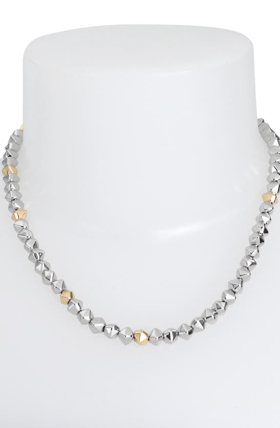 Shop Allsaints Geometric Beaded Necklace In Gold/ Rhodium
