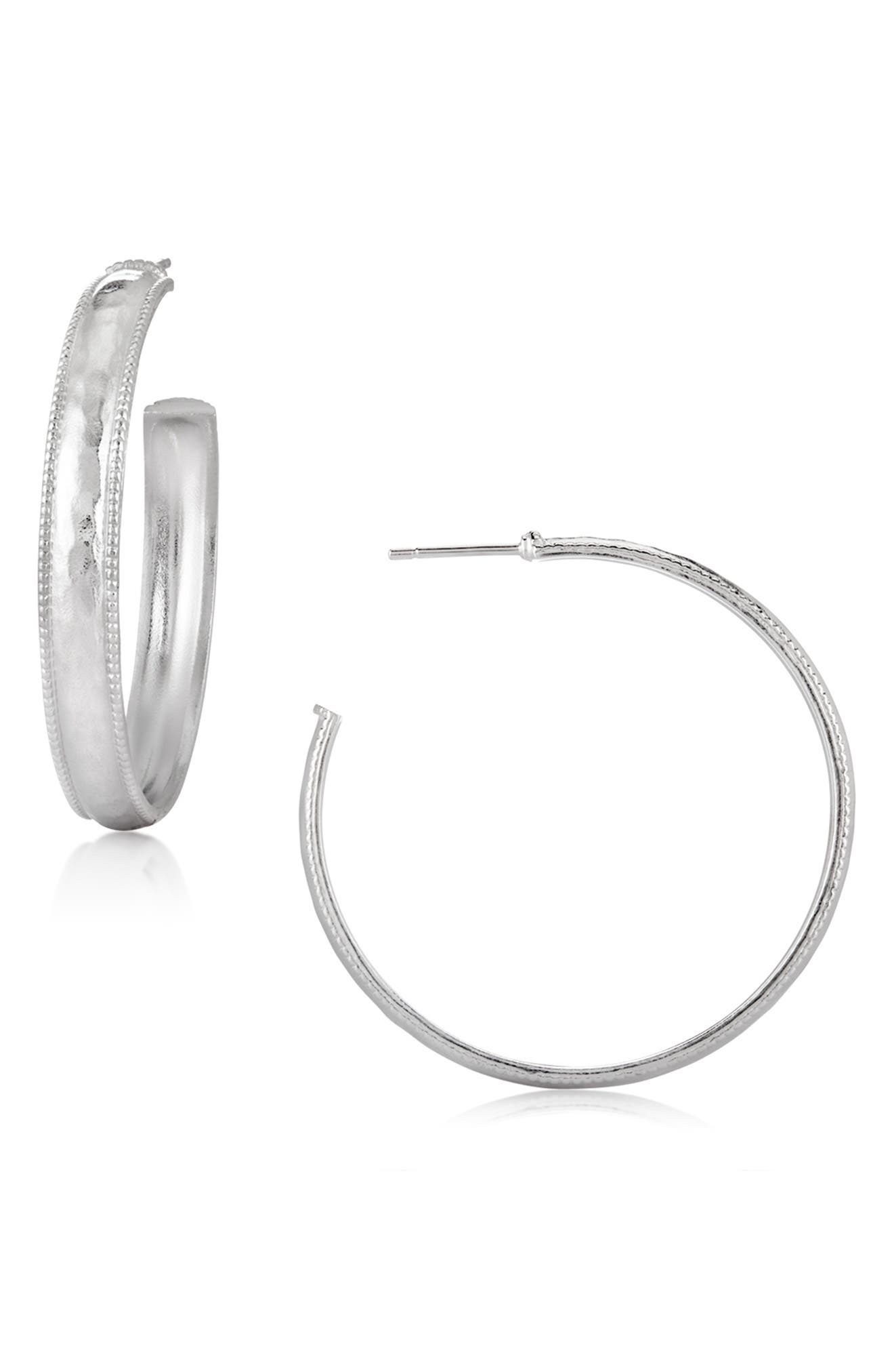 Legend Amrapali Silver Ch & Ini Hoop Earrings In Sterling Silver