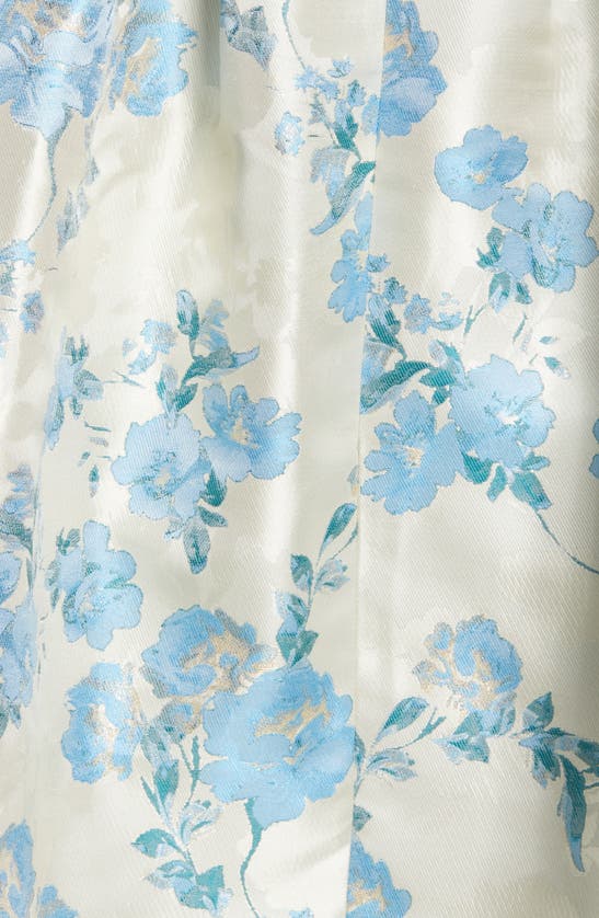 Eliza J Metallic Floral Print High-low Cocktail Dress In Blue