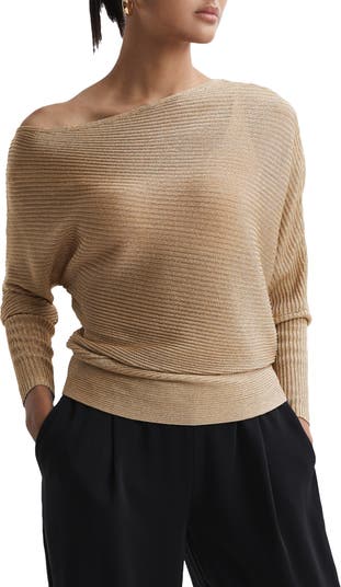 Reiss Louisa Metallic Off the Shoulder Sweater Nordstrom