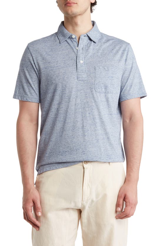 Faherty Heather Stretch Polo In Light Blue