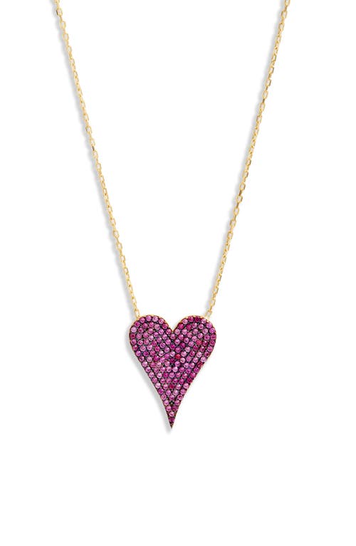 Shop Shymi Small Pavé Heart Pendant Necklace In Gold/hot Pink