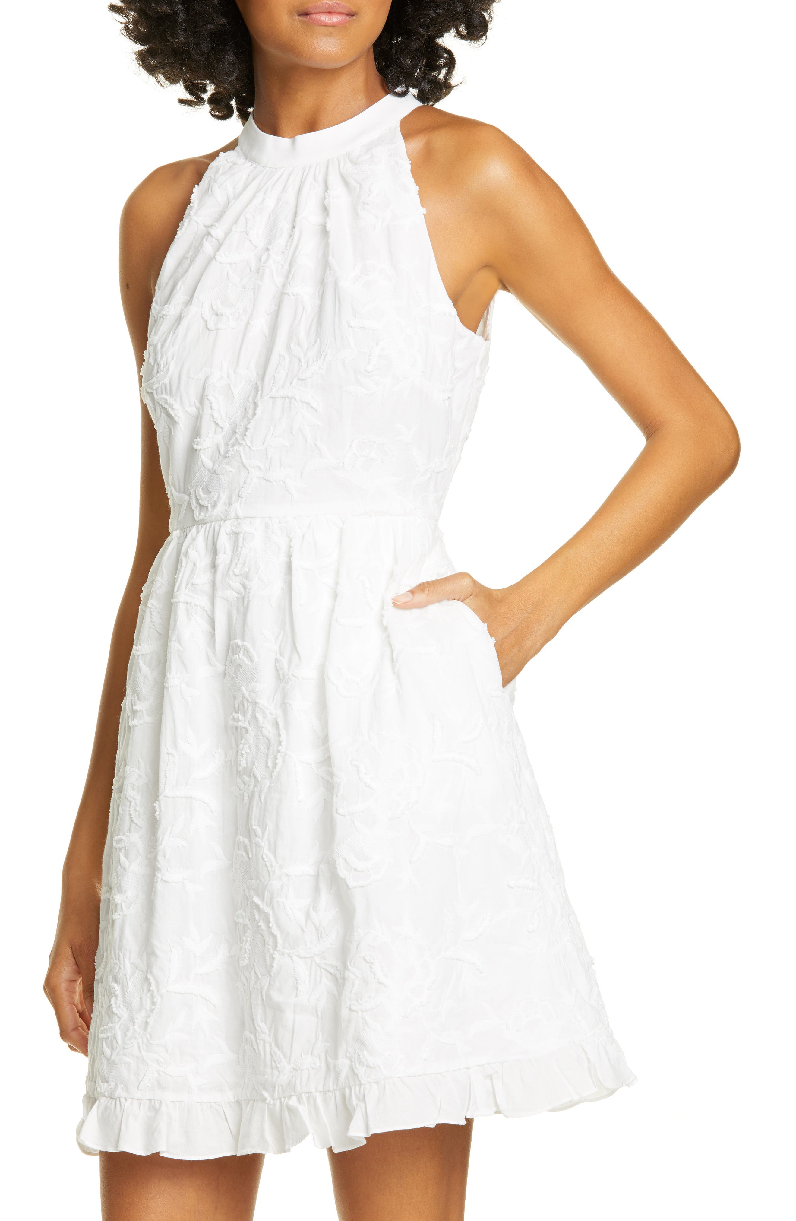 Ted Baker London Lorene Embroidered Halter Neck Mini Dress