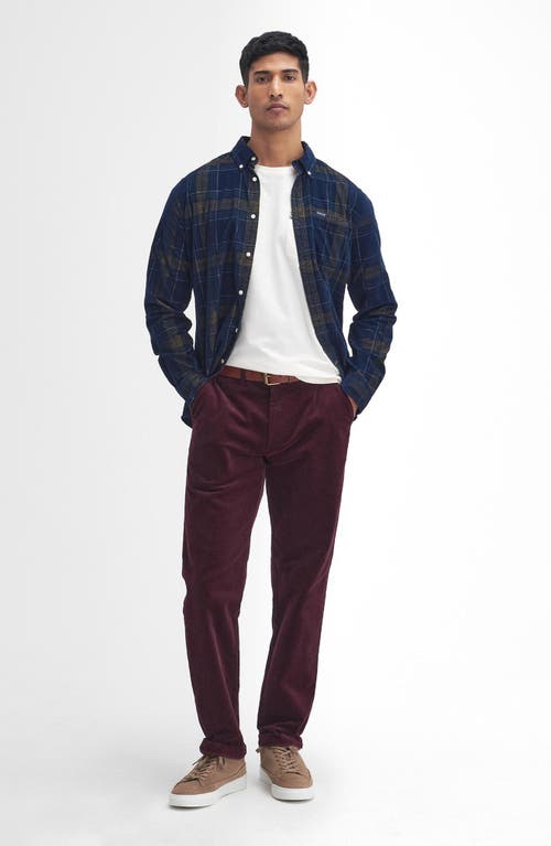 Shop Barbour Tailored Fit Cotton Stretch Corduroy Chinos In Dark Merlot