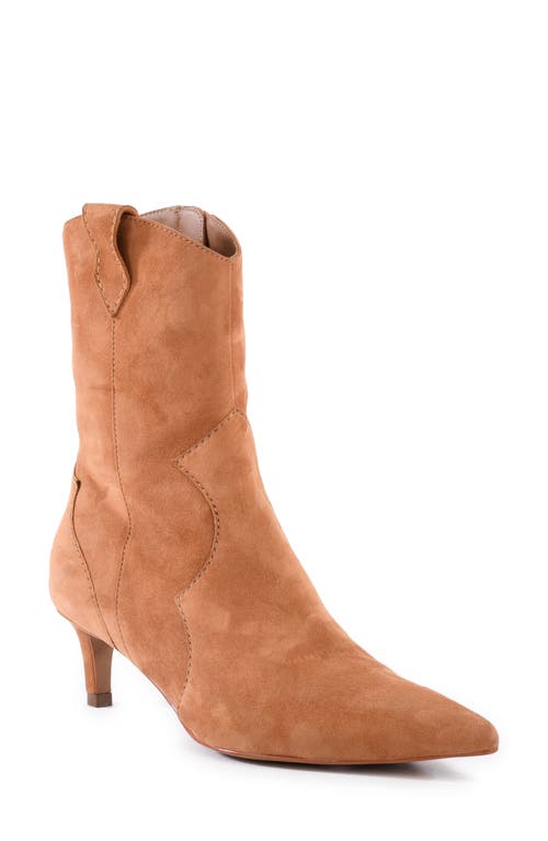 Shop Seychelles Dallas Pointy Toe Western Sock Boot In Tan Suede