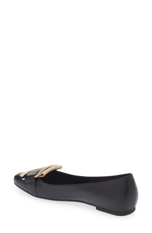 Tod's Link Ballet Flat In Nero/naturale
