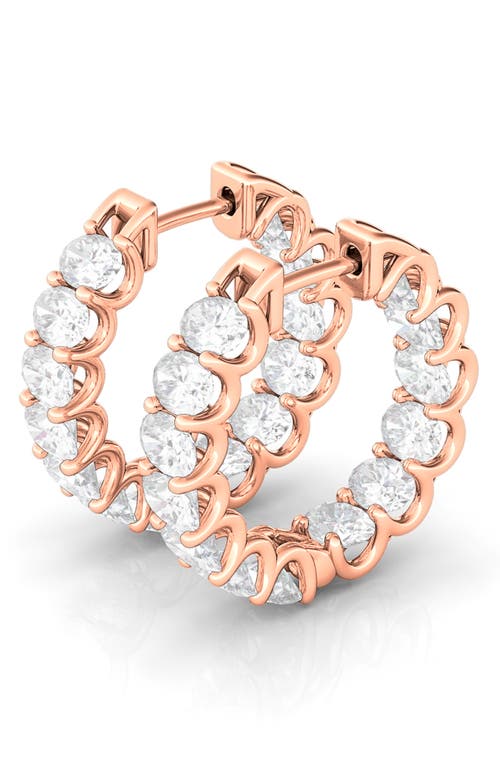 Oval Sideways Lab Created Diamond Inside Out 14K Gold Hoop Earrings in Rose Gold