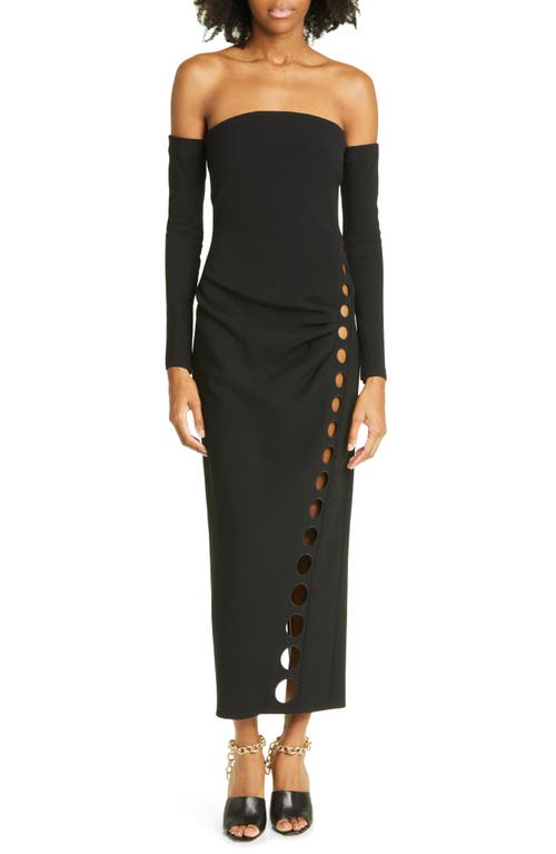 Cult Gaia Capri Off-the-Shoulder Long Sleeve Maxi Dress in Black