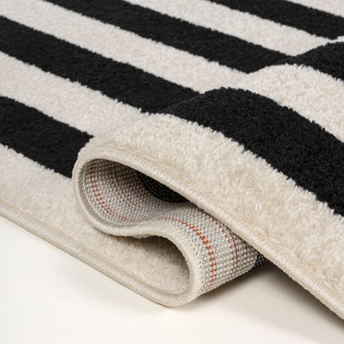 Jonathan Y Bandol Modern Classic Mitre Stripe Area Rug In Black/ivory