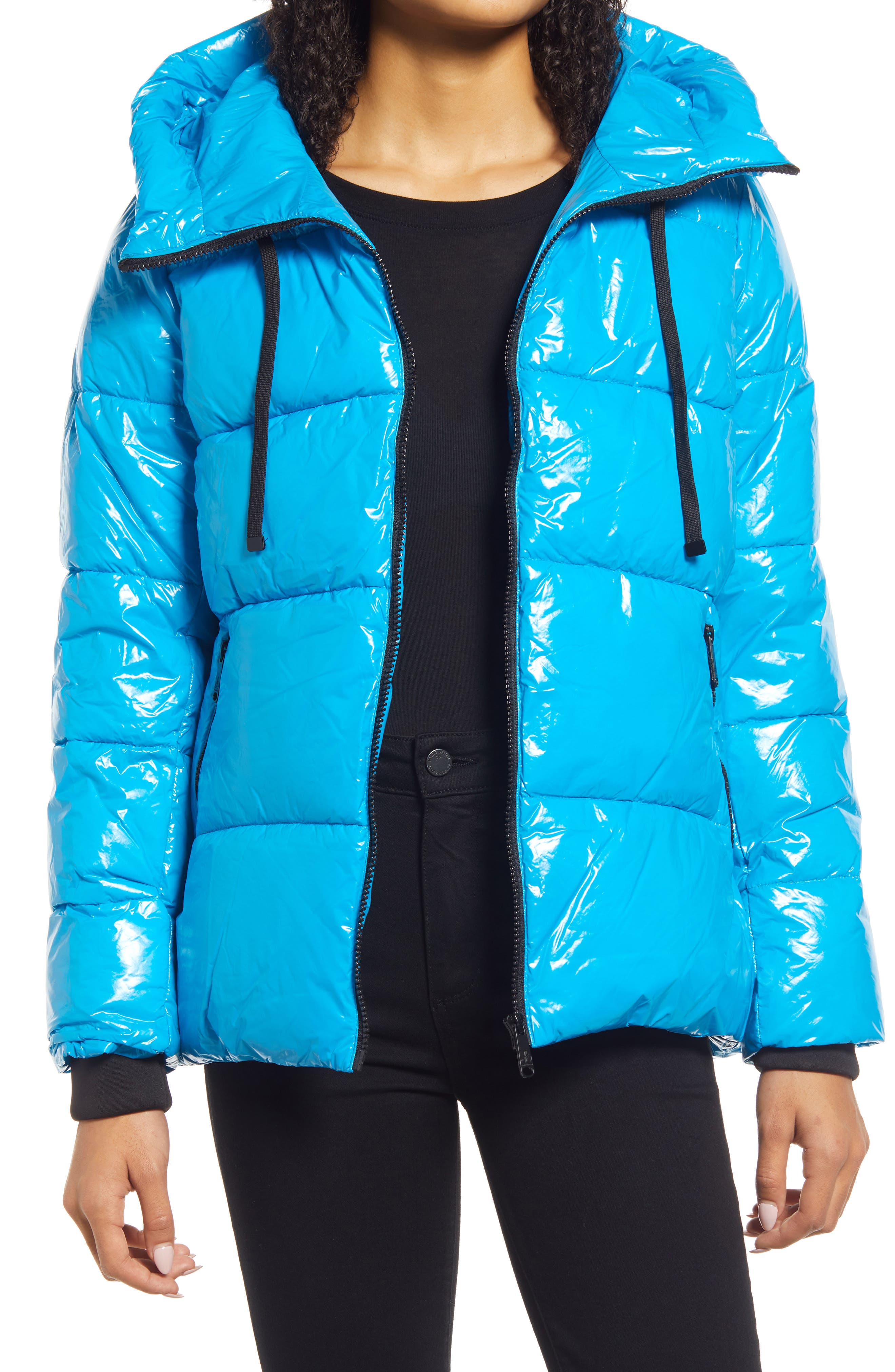 electric blue puffer jacket women's