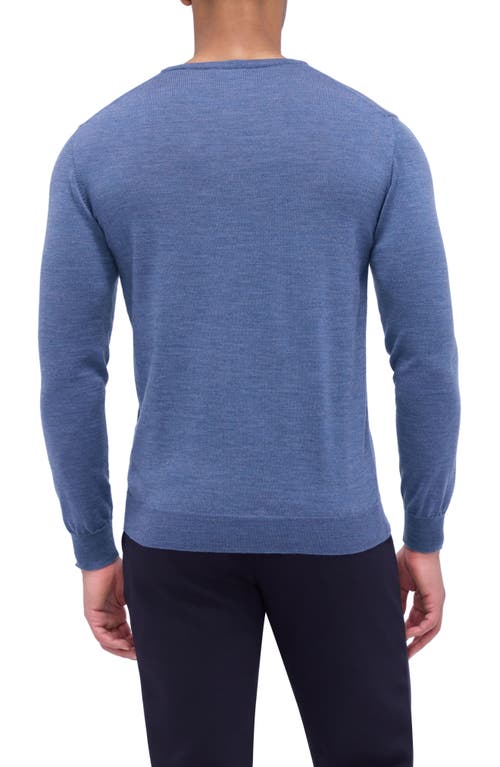 Bugatchi Scott Crewneck Merino Wool Sweater In Denim