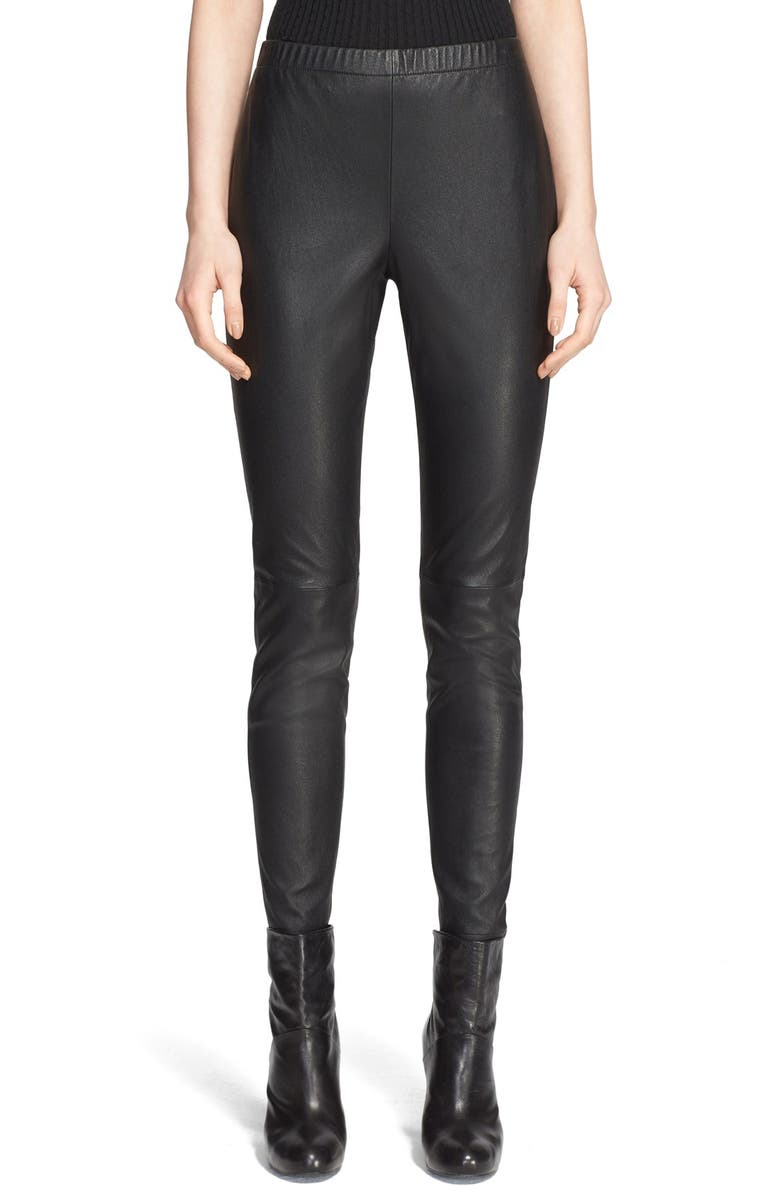 St. John Collection Crop Nappa Leather Leggings | Nordstrom