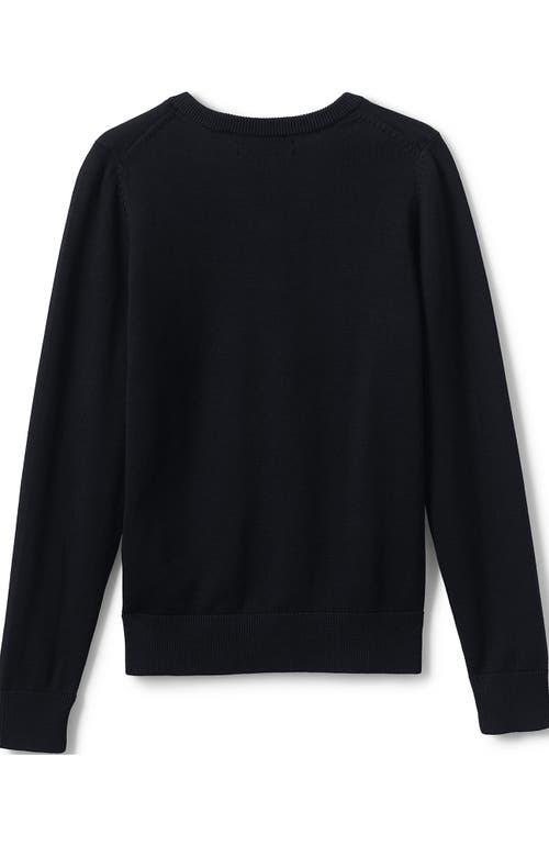 Lands' End School Uniform Boys Cotton Modal Fine Gauge V-neck Sweater In Black