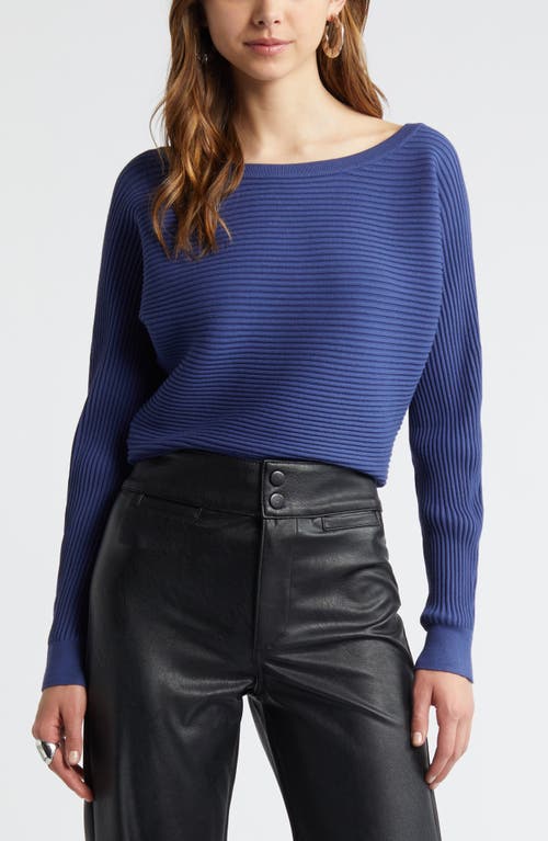 Shop Open Edit Luxe Sculpt Rib Dolman Sleeve Sweater In Blue Cobalt