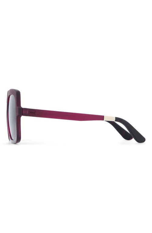 Toms Athena 56mm Square Sunglasses In Midnight Plum Crystal Fade