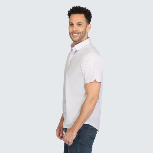 Vustra Diamond Block Print Short Sleeve Shirt In White