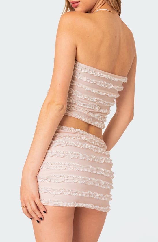 Shop Edikted Izzy Ruffle Lace Tube Top In Light-pink