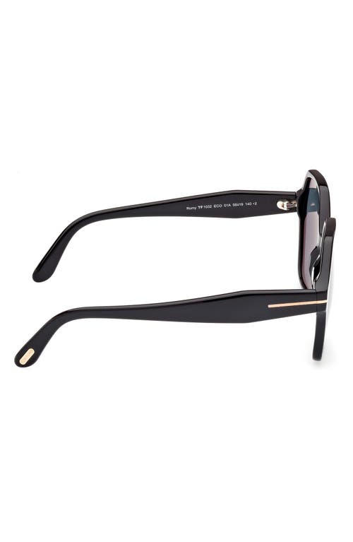 Tom Ford Geometric Square Acetate Sunglasses In Shiny Black/blue