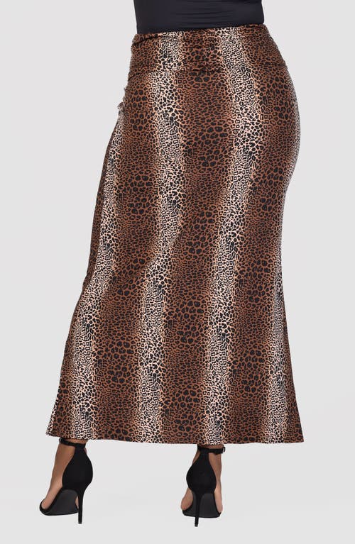 Shop 24seven Comfort Apparel Leopard Print Knit Maxi Skirt In Brown Multi