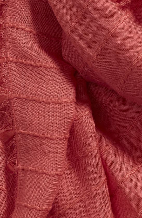 Shop Treasure & Bond Textured Stripe Fringe Trim Scarf In Red Cranberry