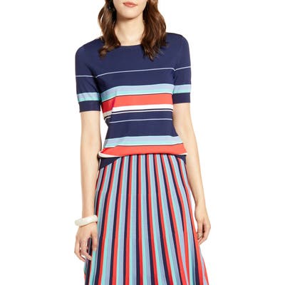 Petite Halogen Stripe Sweater, Blue