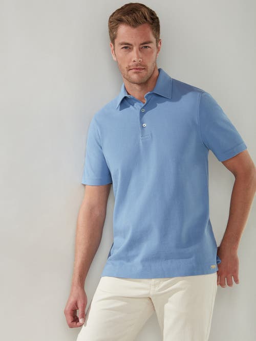 Robert Talbott Walker Short Sleeve Polo In Legacy Blue