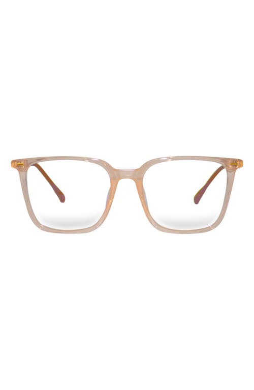 Frankie 62mm Square Blue Light Blocking Glasses in Peach Tan/Clear