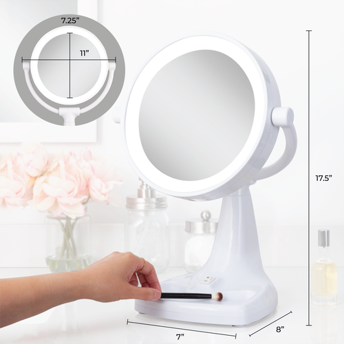 ZADRO ZADRO MAX BRIGHT LIGHTED MAKEUP MIRROR WITH 10X/1X MAGNIFICATION & STORAGE TRAY
