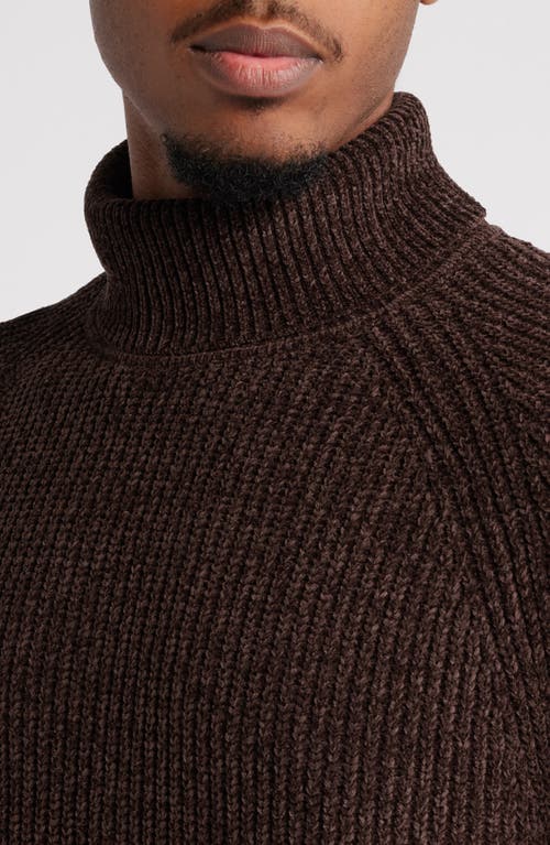 Shop Open Edit Chenille Turtleneck Sweater In Brown Bean