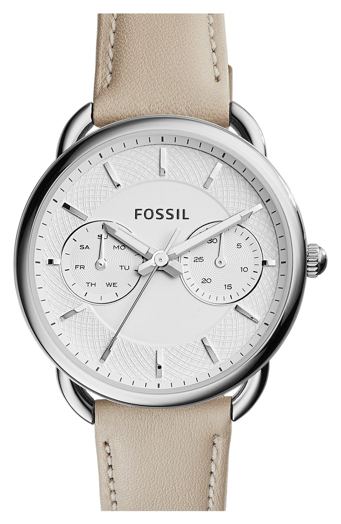 Fossil 'Tailor' Multifunction Leather Strap Watch, 35mm Nordstrom