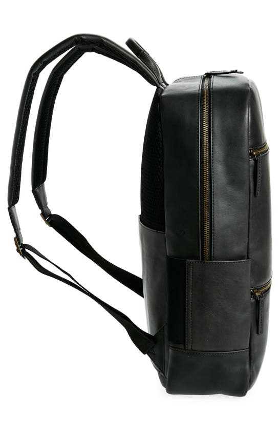Shop Johnston & Murphy Leather Backpack In Black