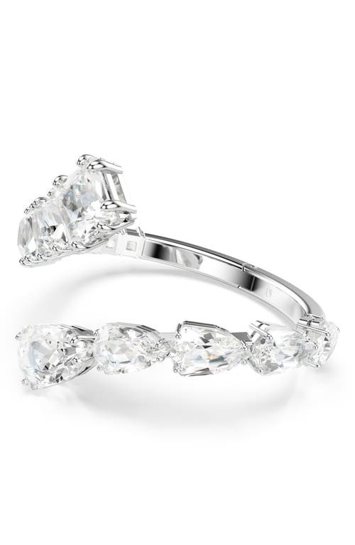 Swarovski Matrix Crystal Hinged Bangle In White/silver