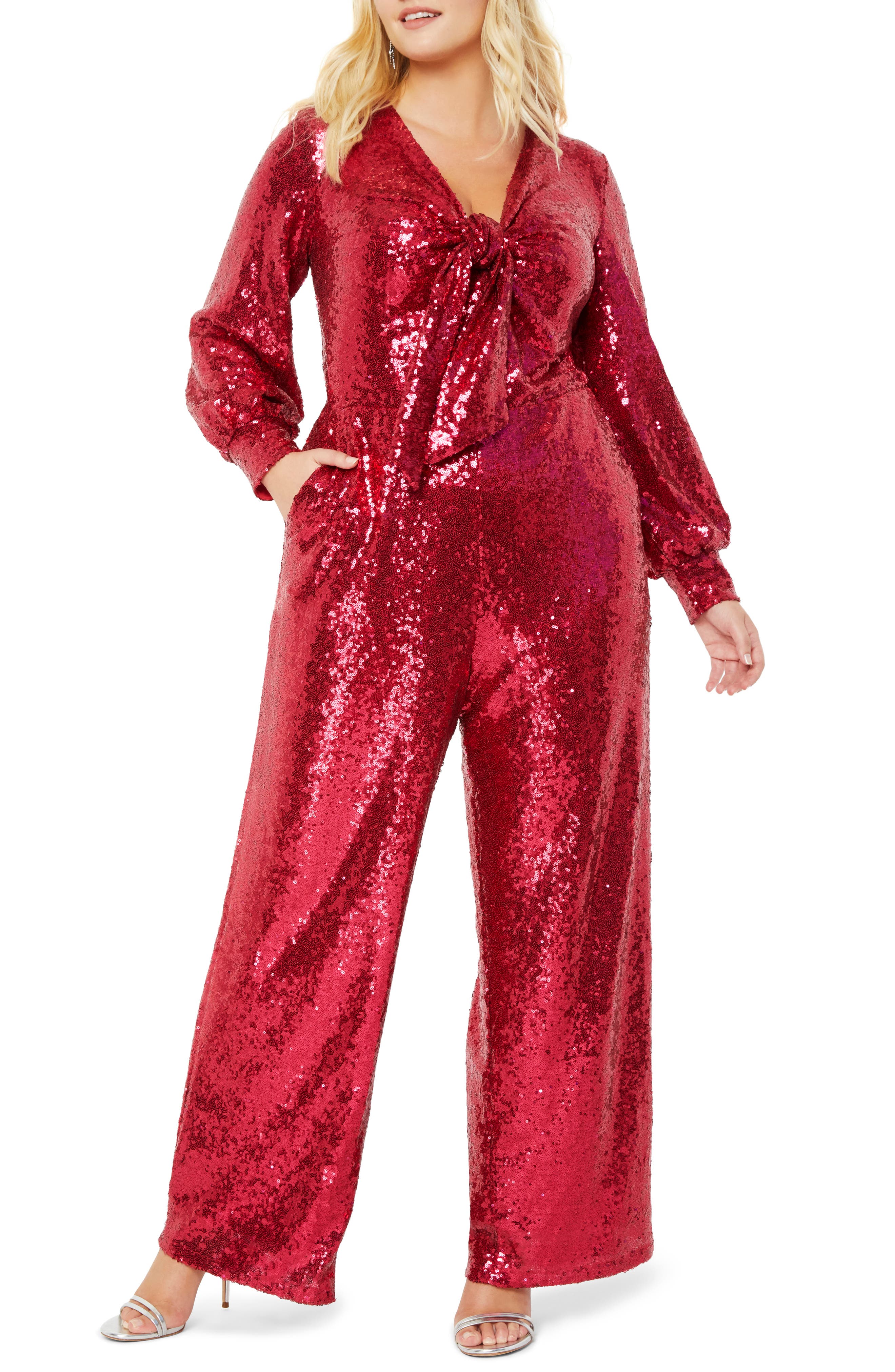 red sequin jumpsuit plus size