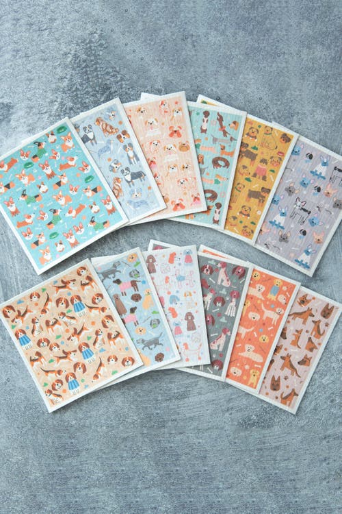 Puppington Pupper Towels 12-pack Swedish Dish Cloths For Kitchen In Doggie Dozen Breeds