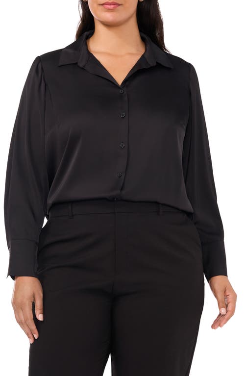 Shop Halogenr Halogen(r) Satin Charmeuse Button-up Shirt In Rich Black