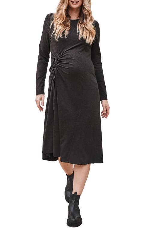 Eloise Long Sleeve Knit Maternity Dress in Charcoal
