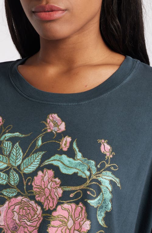 Daydreamer Grateful Dead Rose Cotton Graphic T-shirt In Vintage Black