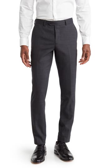 Original Penguin Black Birdseye Stretch Suit Pants In Charcoal