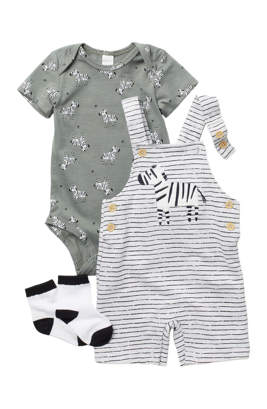 PL Baby by Petit Lem | Zebra Overalls, Bodysuit & Socks Set | Nordstrom ...