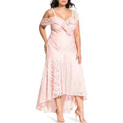 Plus Size City Chic Femme Fatale Maxi Dress, Pink