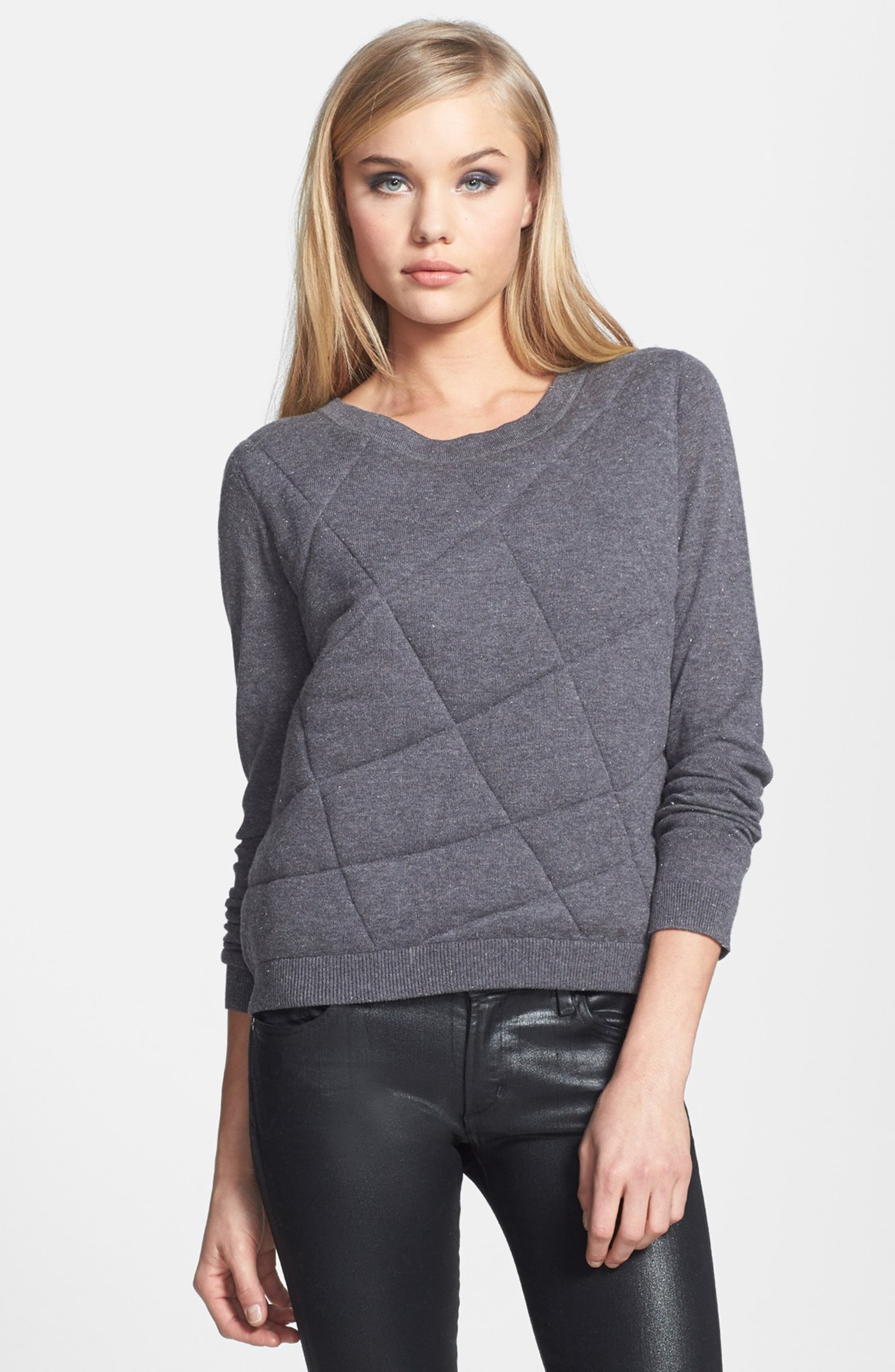 Trouvé Quilted Crop Pullover | Nordstrom