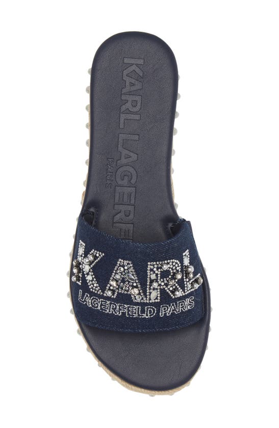 Shop Karl Lagerfeld Paris Kamara Pearl Platform Sandal In Denim Blue