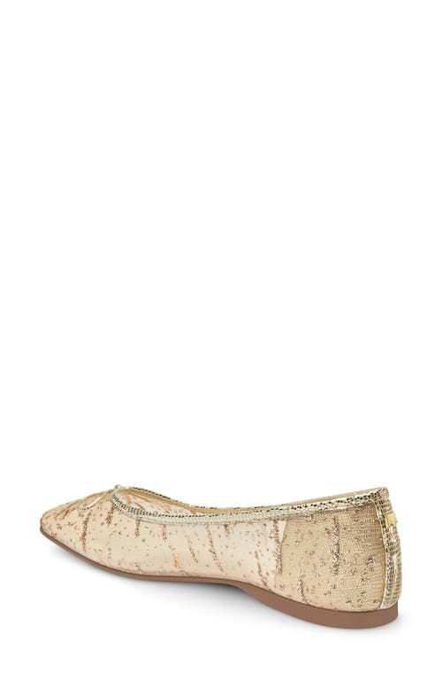 Shop Birdies Songbird Metallic Mesh Ballet Flat In Gold Mesh Sparkle