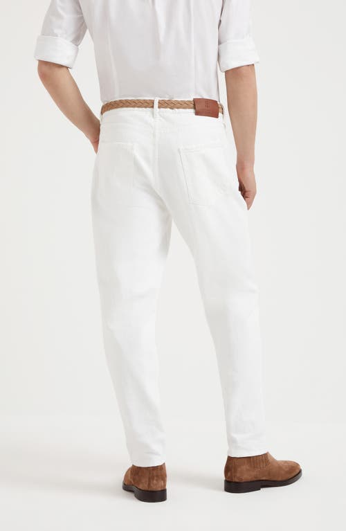 Shop Brunello Cucinelli Garment-dyed Iconic Fit Five-pocket Trousers In Snow