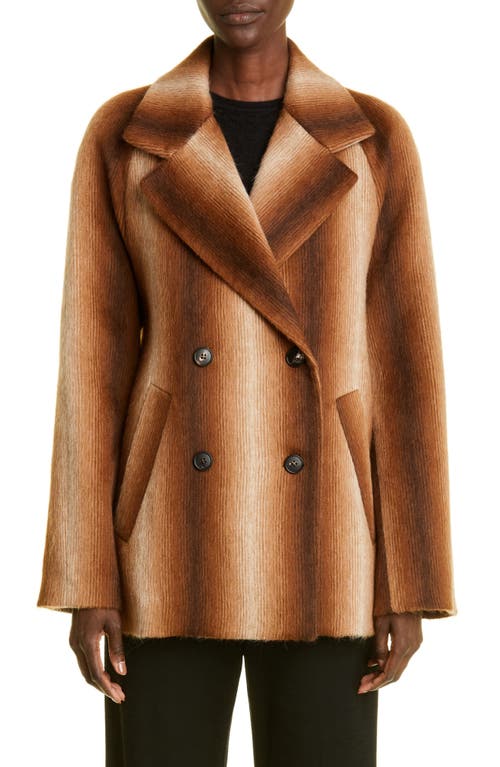 Ombré Stripe Alpaca & Wool Coat in Brown Multi Stripe