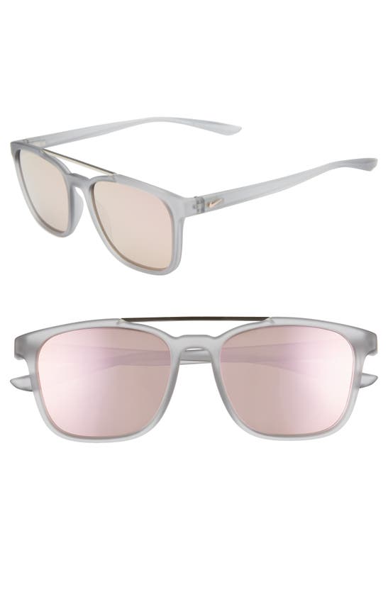 Nike Windfall 54mm Square Sunglasses In Matte Wolf Grey/ Pink