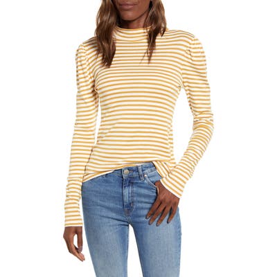 Splendid Wyatt Stripe Mock Neck Top, Yellow
