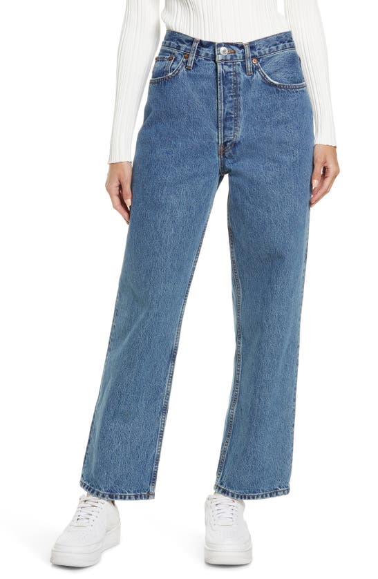 Re/done '90s Low Slung Ripped Jeans In Bleu Mere