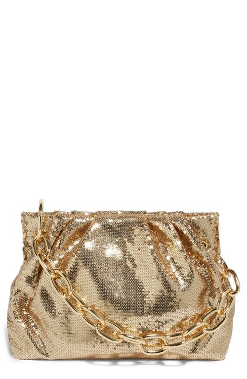 HOUSE OF WANT Chill Vegan Leather Frame Clutch in Gold Sequin