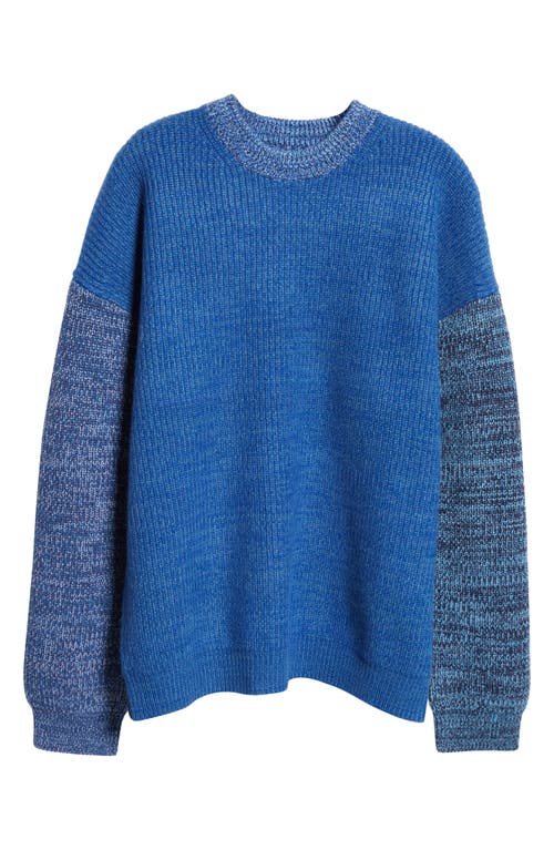 Waste Yarn Project Odd Colorblock Wool Blend Sweater In Tonal Blue